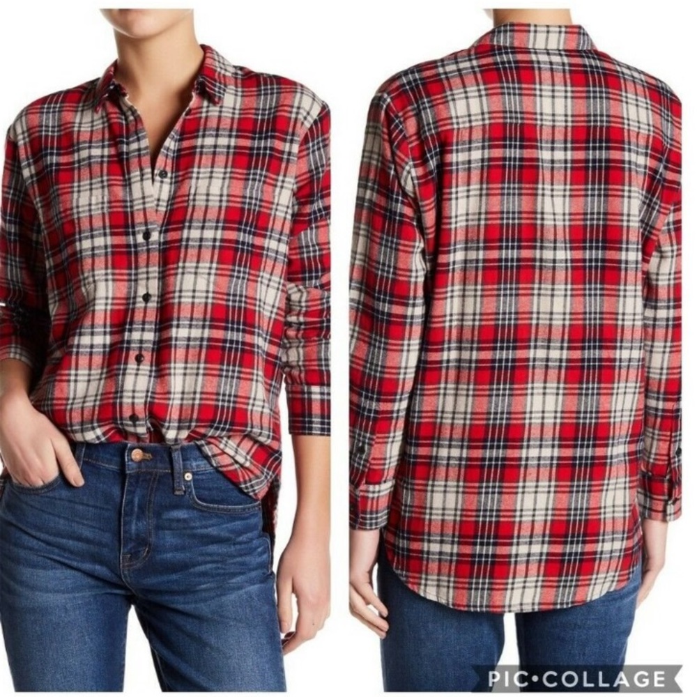Madewell Ex Boyfriend Shirt Plaid Flannel Oversize
